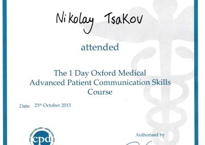 Nikolay Tsakov Certificates