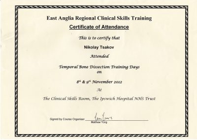 Nikolay Tsakov Certificates